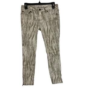 Free People‎ Women's Size 27 Cream Brown Printed Boho Desert Skinny Jeans